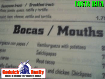 Reading the menu in a Costa Rican restaurant